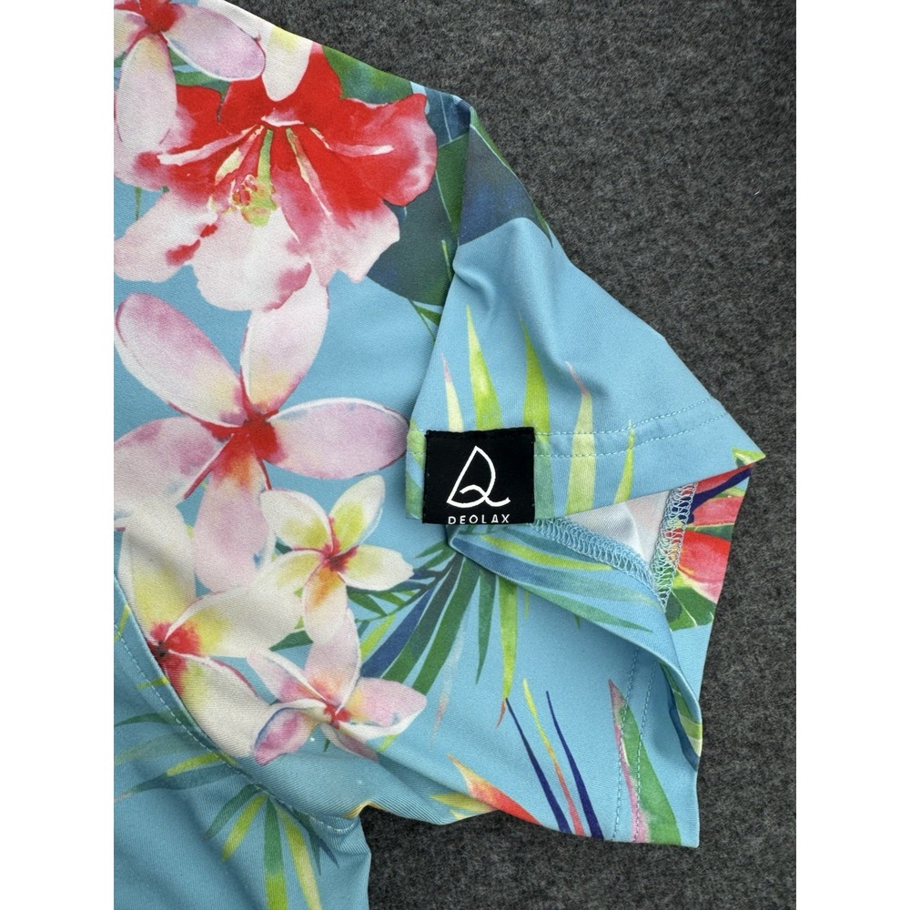 Deolax Golf Polo Shirt Mens‎ Sz XL Loud Tropical Plant Print Performance Stretch - Picture 8 of 16